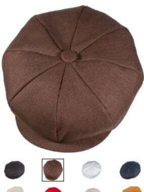 Brown Capas Linen Newsboy / Bakerboy Cap - Large (59mm; 7 3/8)